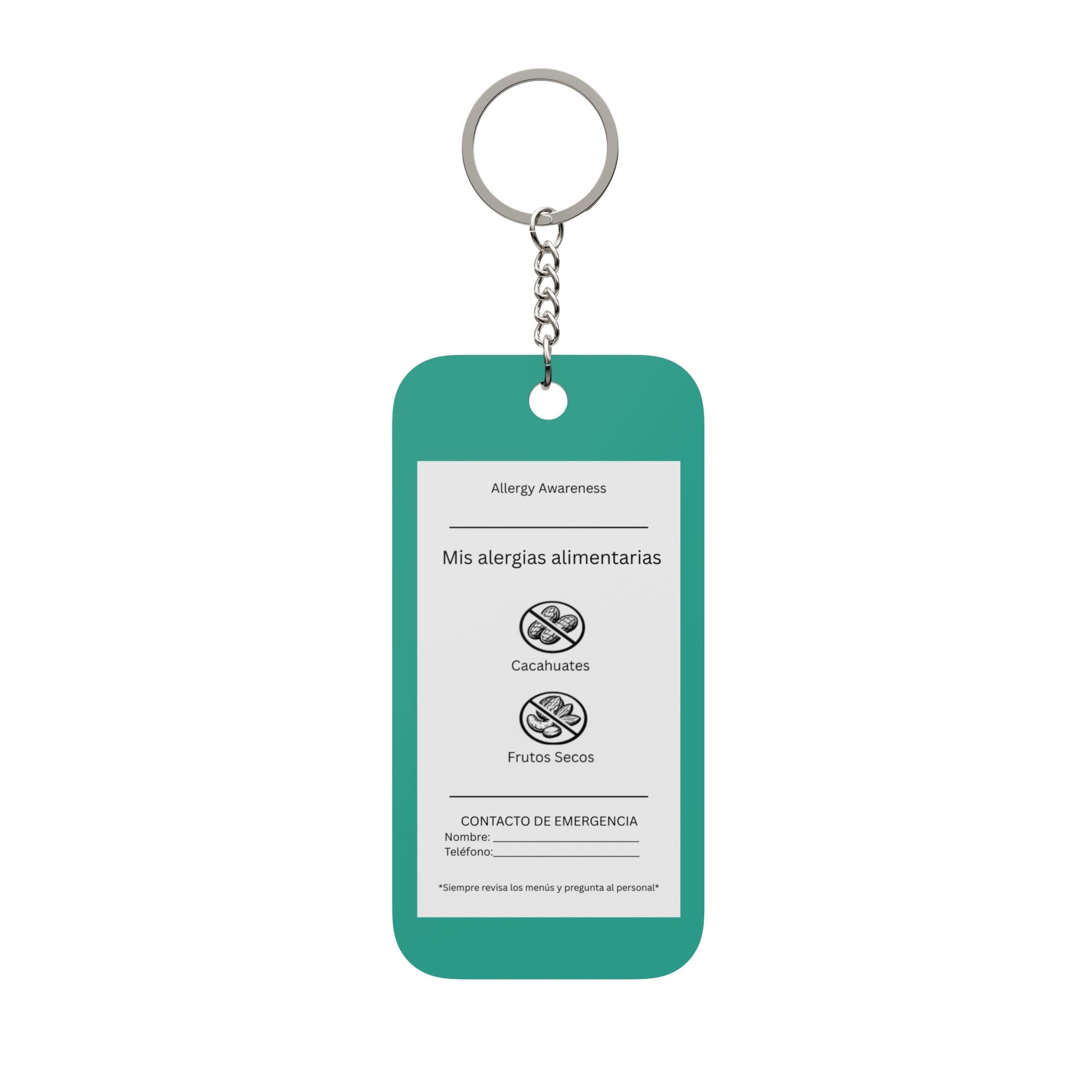 Allergy Awareness Keychain — Double-Sided Food Allergy ID Charm (English & Spanish) Option 4