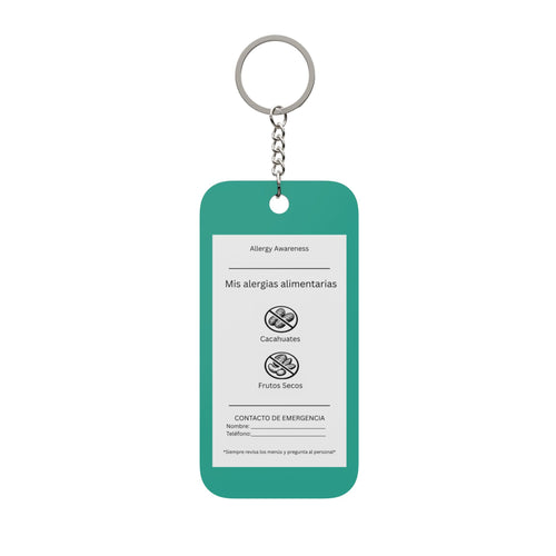 Allergy Awareness Keychain — Double-Sided Food Allergy ID Charm (English & Spanish) Option 4