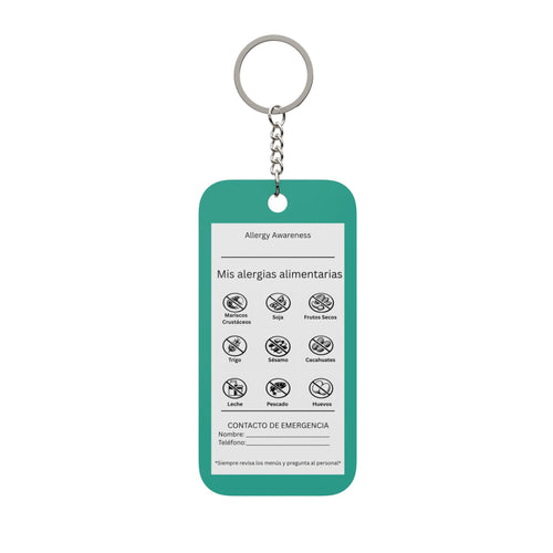 Allergy Awareness Keychain — Double-Sided Food Allergy ID Charm (English & Spanish) Option 3