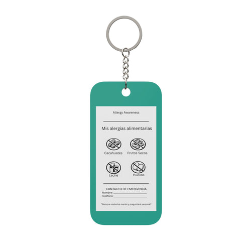 Allergy Awareness Keychain — Double-Sided Food Allergy ID Charm (English & Spanish) Option 2