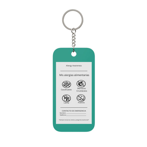 Allergy Awareness Keychain — Double-Sided Food Allergy ID Charm (English & Spanish) Option 1